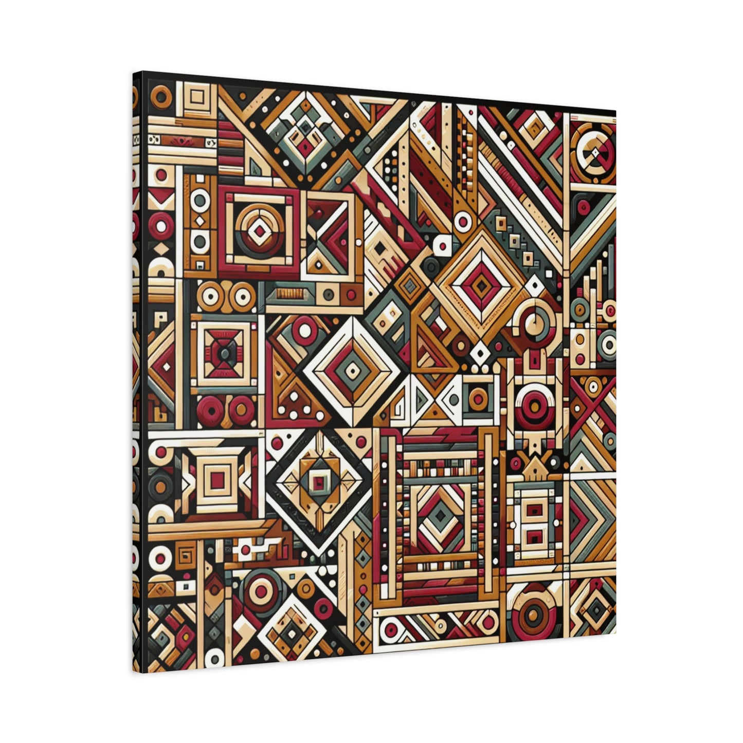 "Native Geometry" - Framed Canvas Print Colourful Wall Art