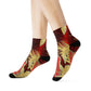 "Dragon and Phoenix Dynasty Crew Socks: A Majestic Fusion of Crimson and Gold Asian Textiles!" - Men and Women Crew Socks Combed Athletic Sports Casual Classic