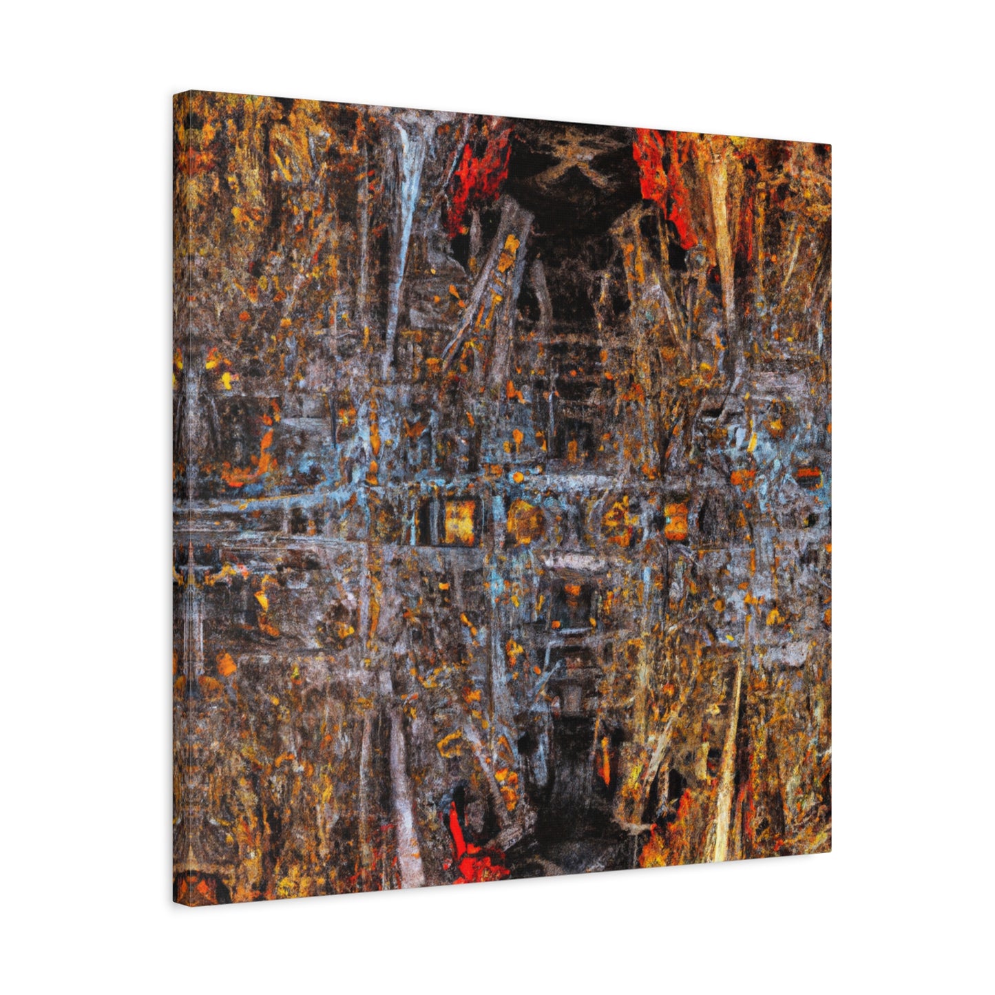 "Bustling Fractal City" - Framed Canvas Print Colourful Wall Art