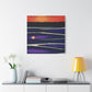 "Oceanic Geometry Sunset" - Framed Canvas Print Colourful Wall Art