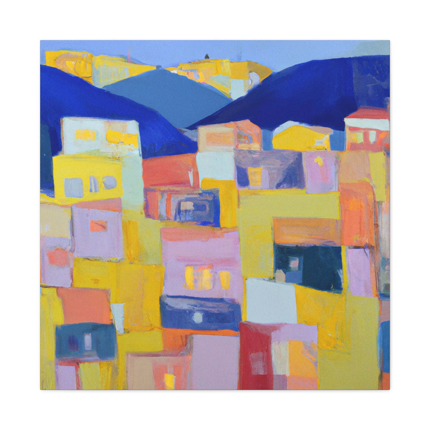 "Urban Geometry" - Framed Canvas Print Colourful Wall Art