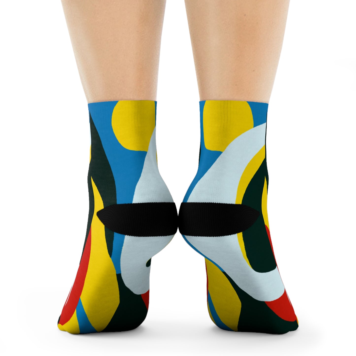 "Kaleidoscope Comfort: Kandinsky-Inspired Crew Socks in Vibrant Primary Colors" - Men and Women Crew Socks Combed Athletic Sports Casual Classic