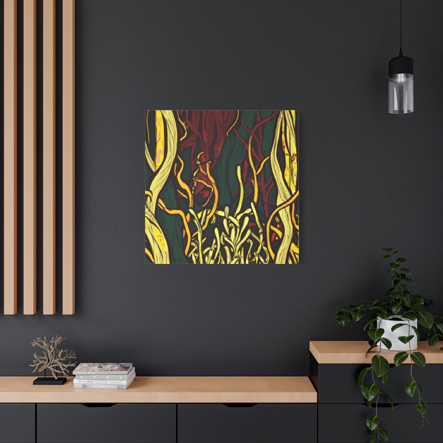 "Alien Organics: Neon Noir" - Framed Canvas Print Colourful Wall Art