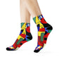 "Picasso's Prism Crew Socks: Boldly Colorful Cubism Textile Designs" - Men and Women Crew Socks Combed Athletic Sports Casual Classic