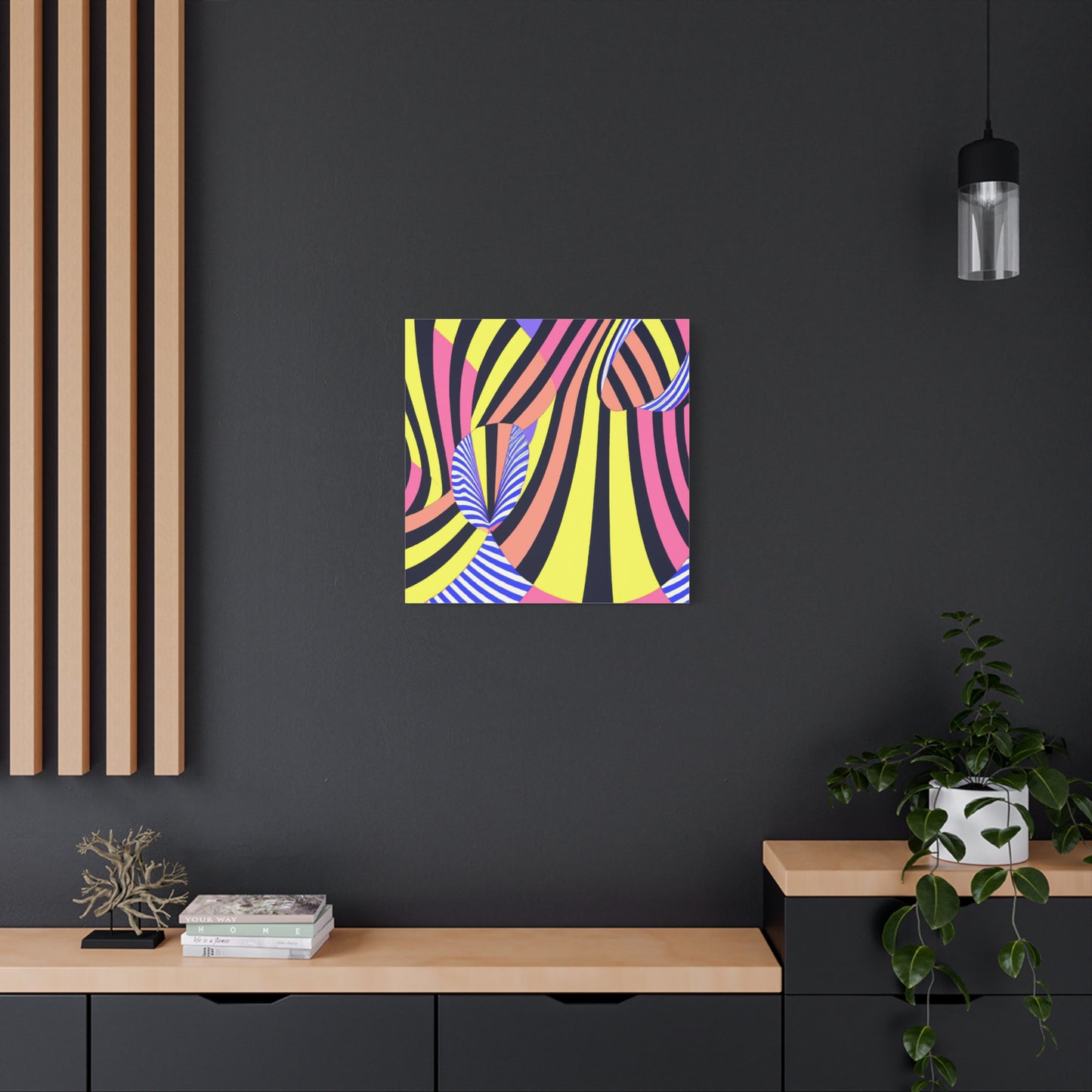 "Trippy Op Art" - Framed Canvas Print Colourful Wall Art