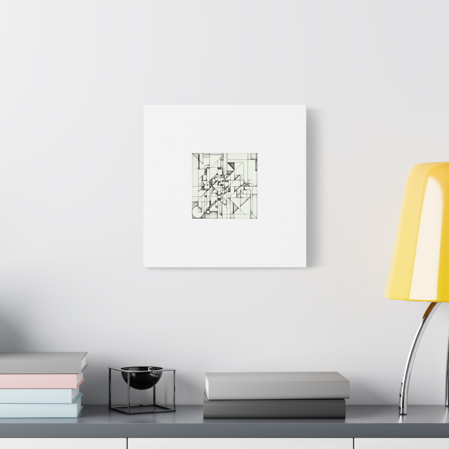 "Monochromatic Geometry" - Framed Canvas Print Colourful Wall Art