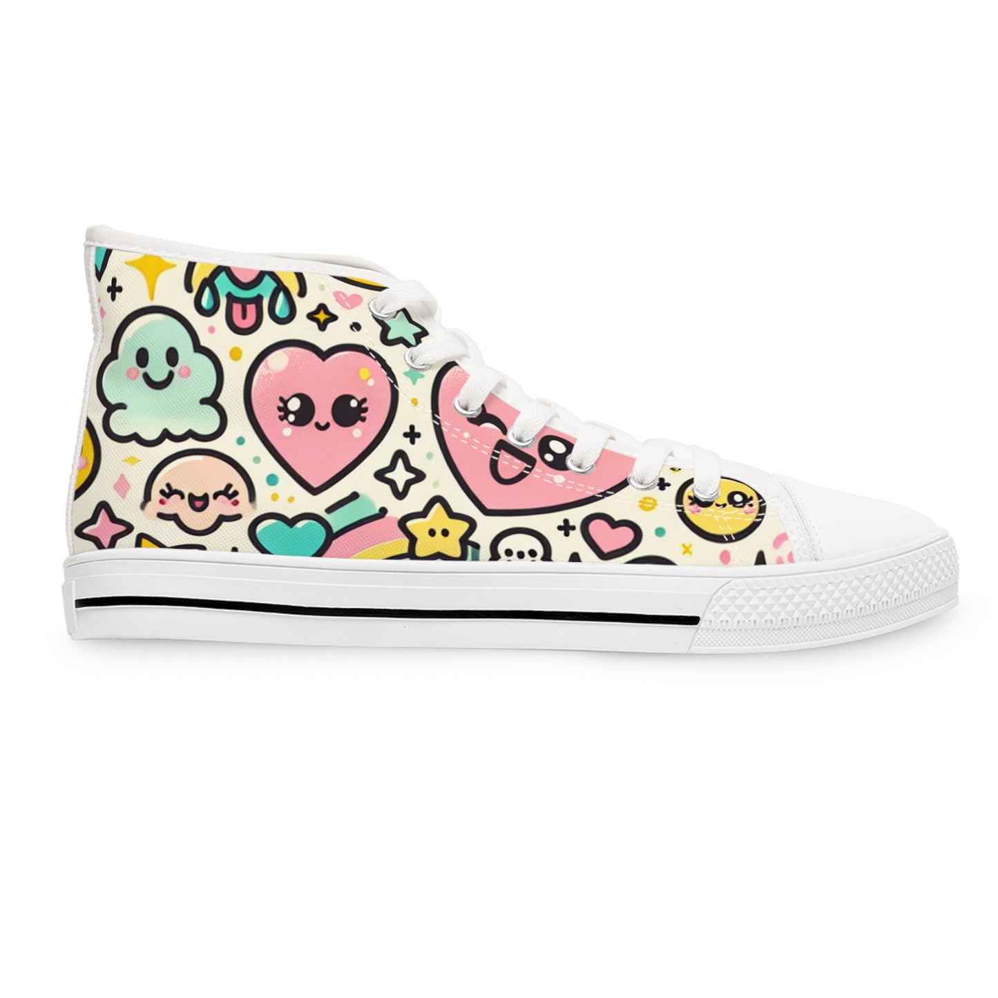 "Emoji Express High-Tops: Playful & Whimsical Sneakers for Fashionable Fun-Lovers" - High Top Trainers Fashion Sneakers