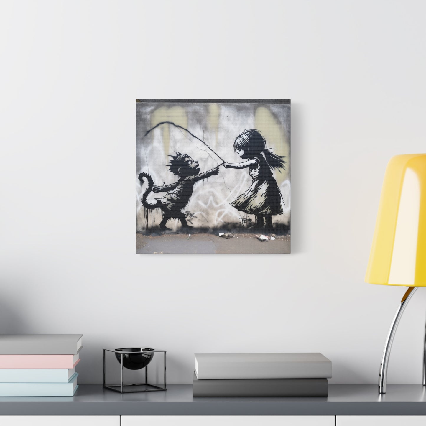 "AI Graffiti Transform" - Framed Canvas Print Colourful Wall Art