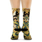 "Golden Royalty Crew Socks: Baroque-Inspired Textile with Intricate Scrolls and Florals" - Men and Women Crew Socks Combed Athletic Sports Casual Classic