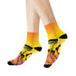 "African Sunset Safari Crew Socks: Embrace the Wild with Exotic Animal Silhouettes and Vibrant Textile Patterns!" - Men and Women Crew Socks Combed Athletic Sports Casual Classic