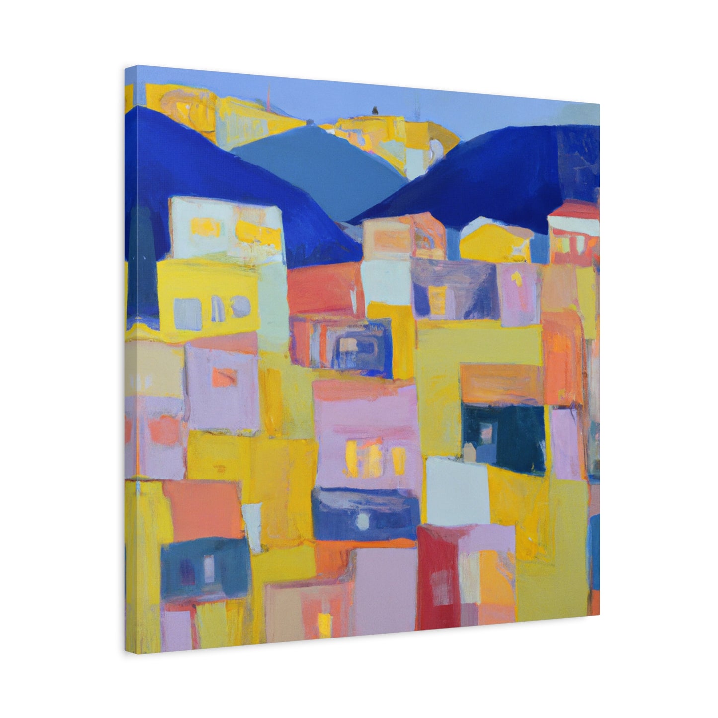 "Urban Geometry" - Framed Canvas Print Colourful Wall Art