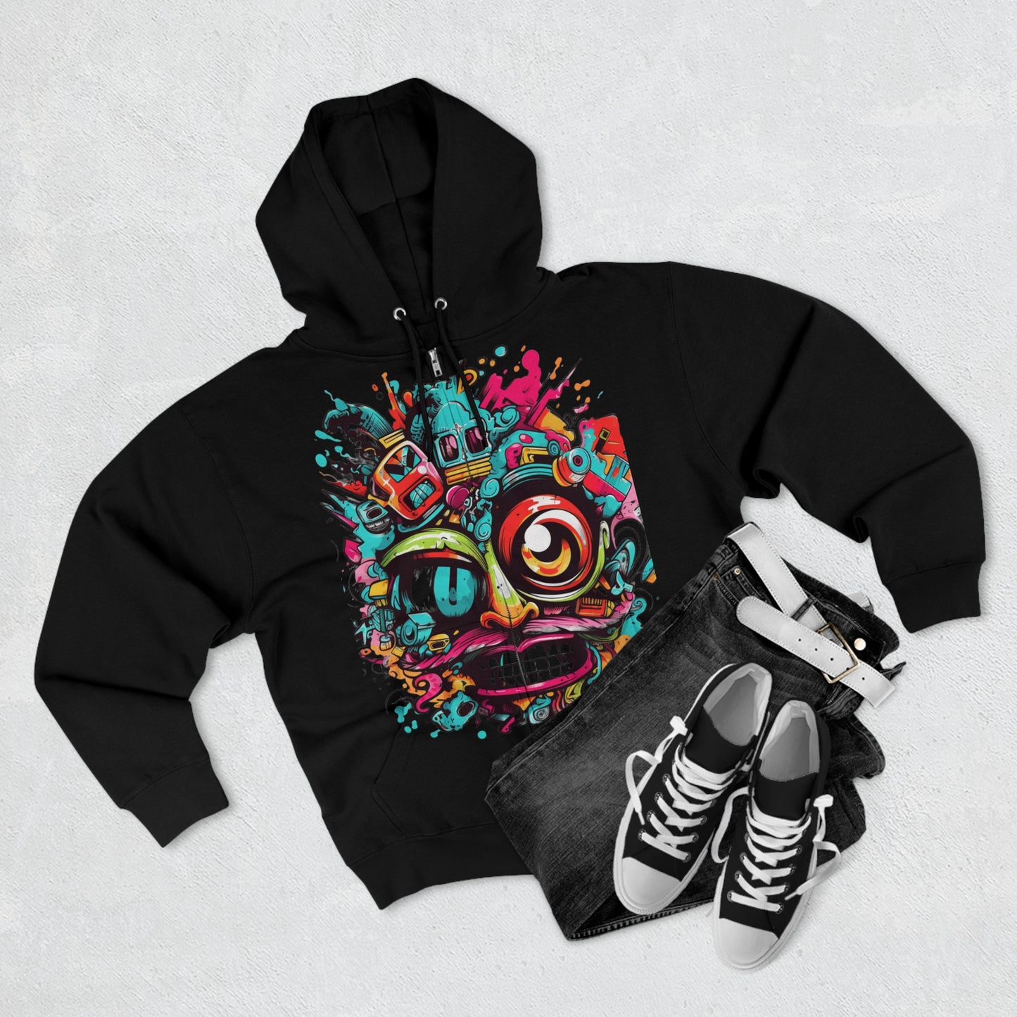 "Urban Graffiti Hoodie" - Hoodies Zip Up Long Sleeve Fleece Sweatshirts Hoodies