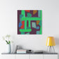 "Geometric Greenscape" - Framed Canvas Print Colourful Wall Art