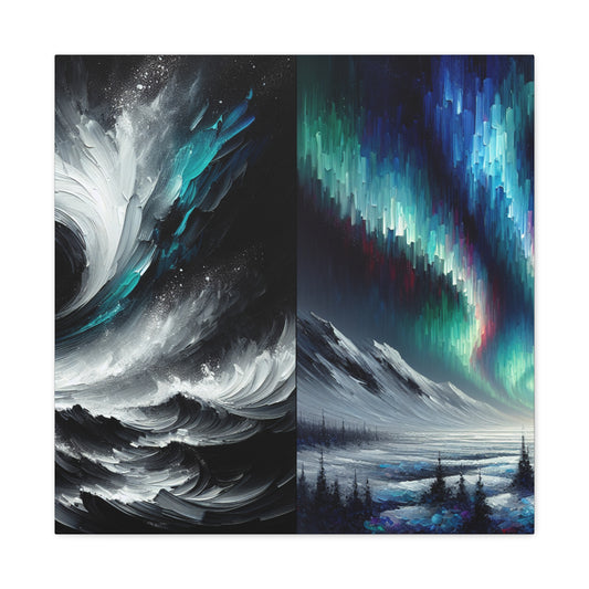 "Monochrome Aurora" - Framed Canvas Print Colourful Wall Art