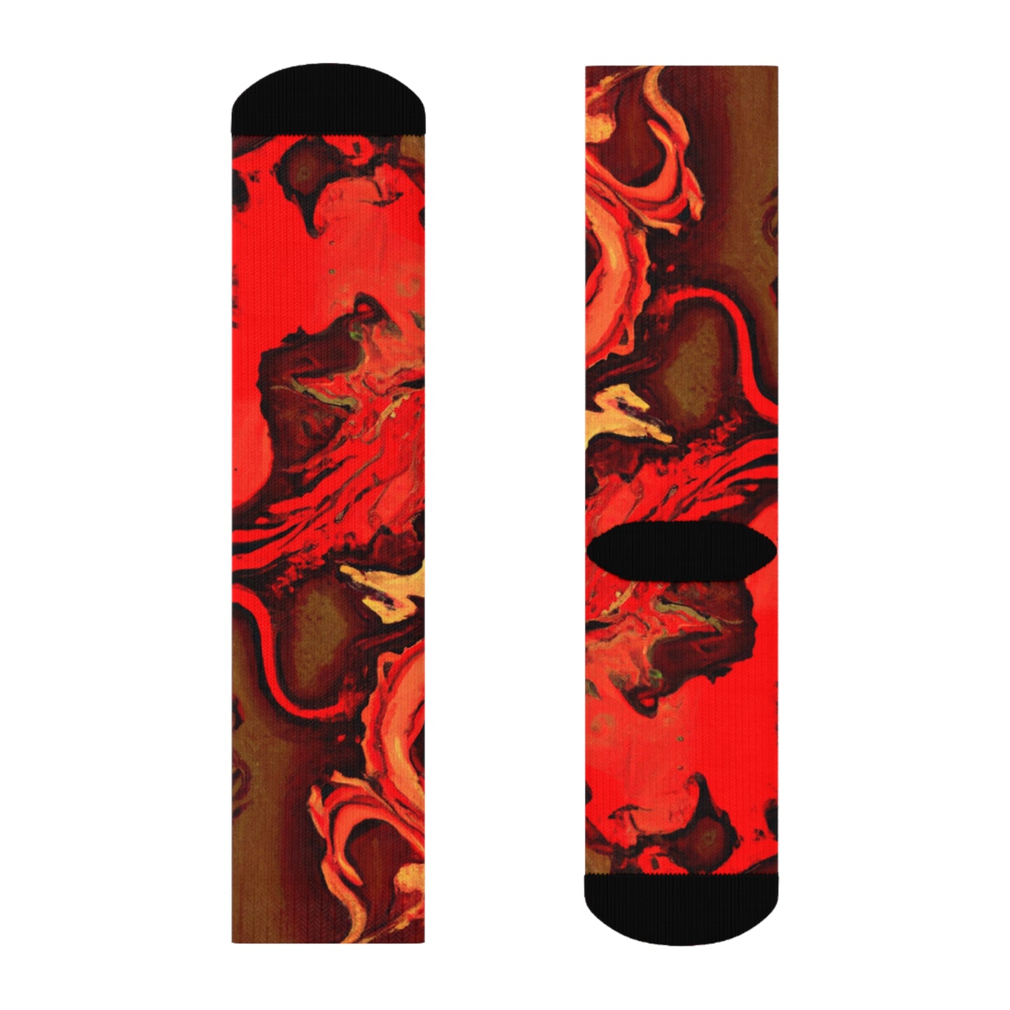 "Flourishing Firebirds: Crimson & Gold Oriental Dragon & Phoenix Crew Socks" - Men and Women Crew Socks Combed Athletic Sports Casual Classic