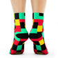 "Pixel Pop Crew Socks: Bold and Bright 16-Bit Textile Designs for Retro Gamers" - Men and Women Crew Socks Combed Athletic Sports Casual Classic