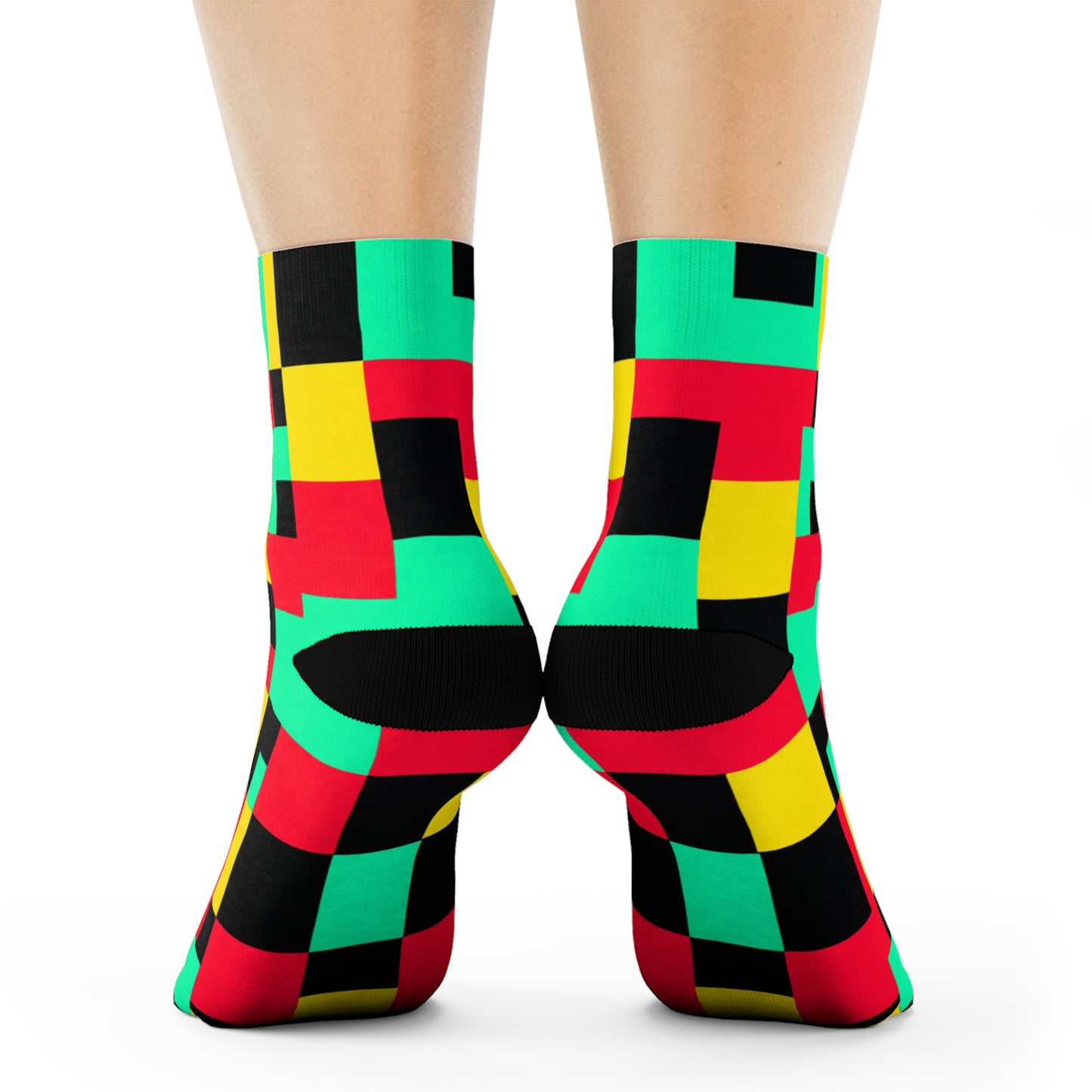 "Pixel Pop Crew Socks: Bold and Bright 16-Bit Textile Designs for Retro Gamers" - Men and Women Crew Socks Combed Athletic Sports Casual Classic