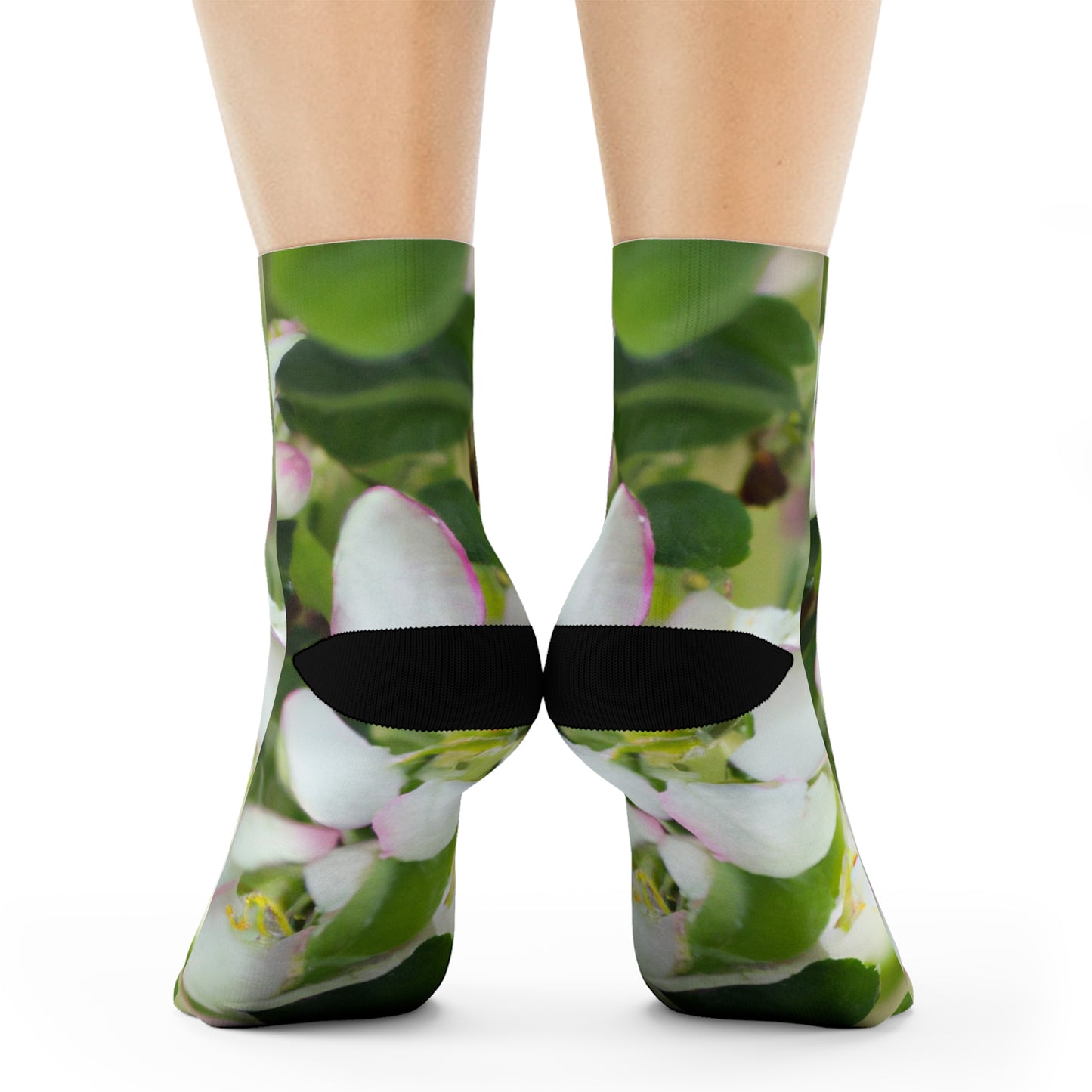 "Spring Blossom Collection: Delicate Apple Blossom Crew Socks in Refreshing Orchard-Inspired Textile" - Men and Women Crew Socks Combed Athletic Sports Casual Classic