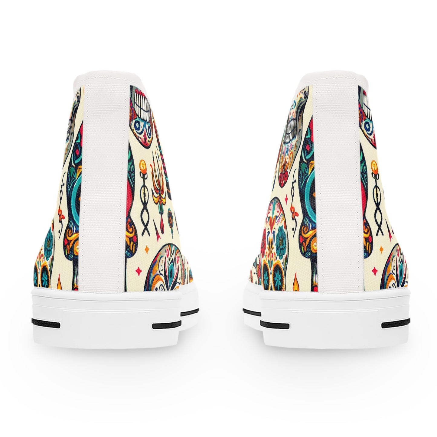 "Skull Fiesta: A Colorful Celebration of Life High-Top Sneaker - Featuring Vibrant Traditional Mexican Artistry and Dynamic Designs Perfect for Any Modern Look!"- High Top Trainers Fashion Sneakers