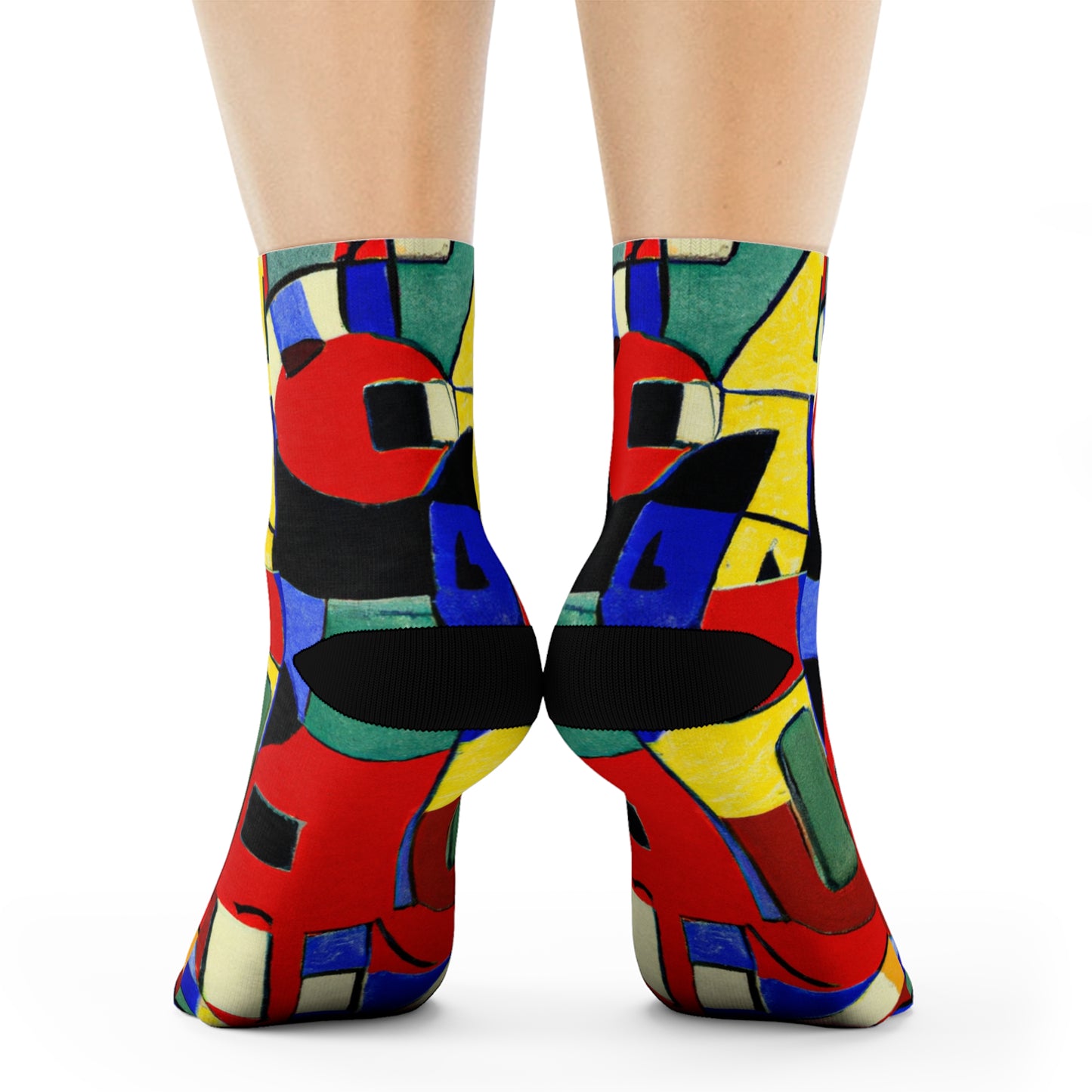 "Picasso's Prism Crew Socks: Boldly Colorful Cubism Textile Designs" - Men and Women Crew Socks Combed Athletic Sports Casual Classic