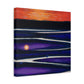 "Oceanic Geometry Sunset" - Framed Canvas Print Colourful Wall Art