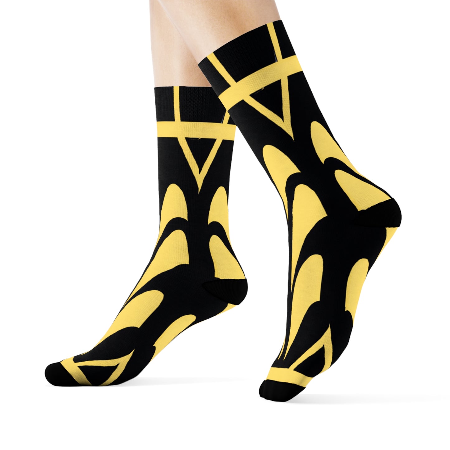 "Golden Deco Crew Socks: Luxurious Textile Motifs for Chic Feet!" - Men and Women Crew Socks Combed Athletic Sports Casual Classic