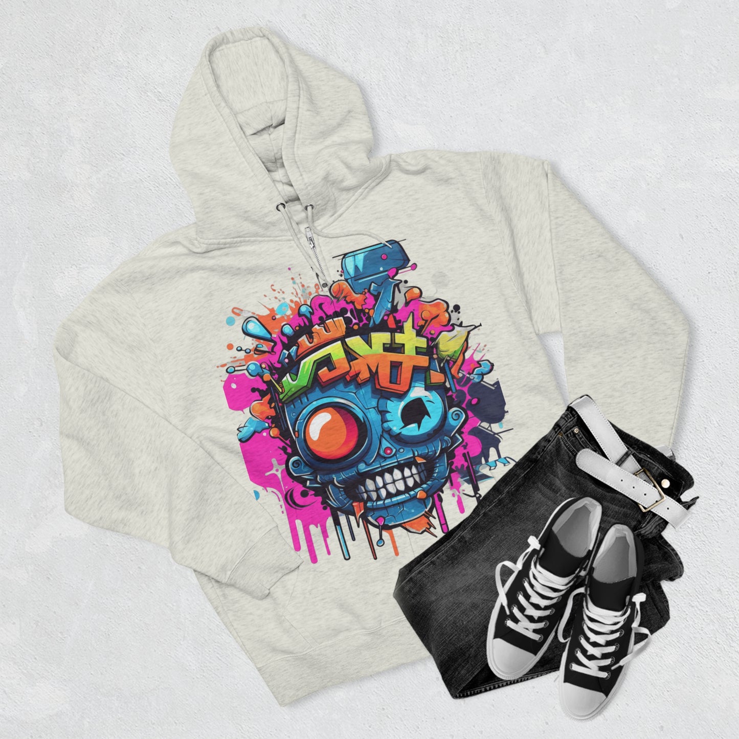 "Urban Tag Hoodie" - Hoodies Zip Up Long Sleeve Fleece Sweatshirts Hoodies