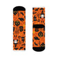 "Spooky Style: Hauntingly Fun Halloween Pattern Crew Socks - Perfect for Trick or Treating and Costume Parties!" - Men and Women Crew Socks Combed Athletic Sports Casual Classic