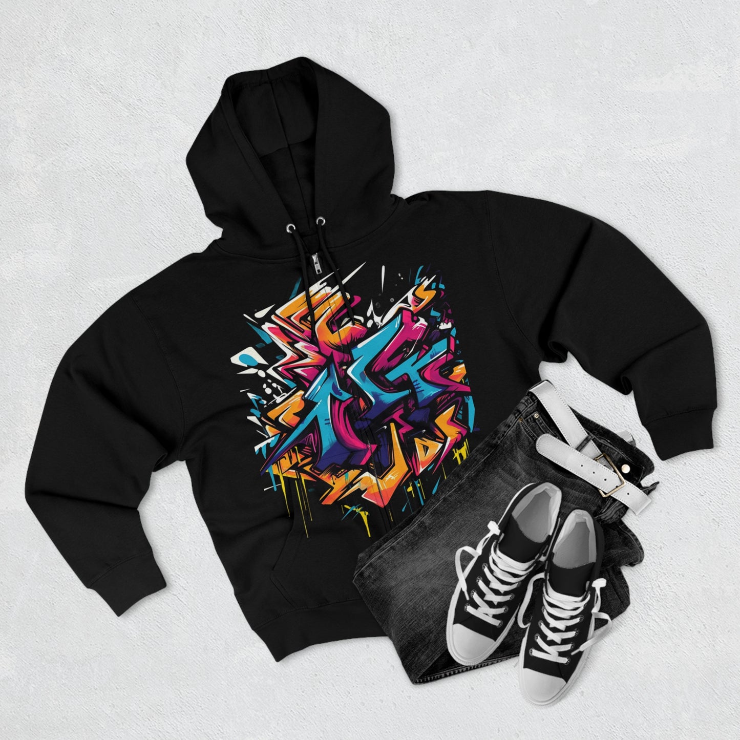 "Urban Art Hoodie" - Hoodies Zip Up Long Sleeve Fleece Sweatshirts Hoodies