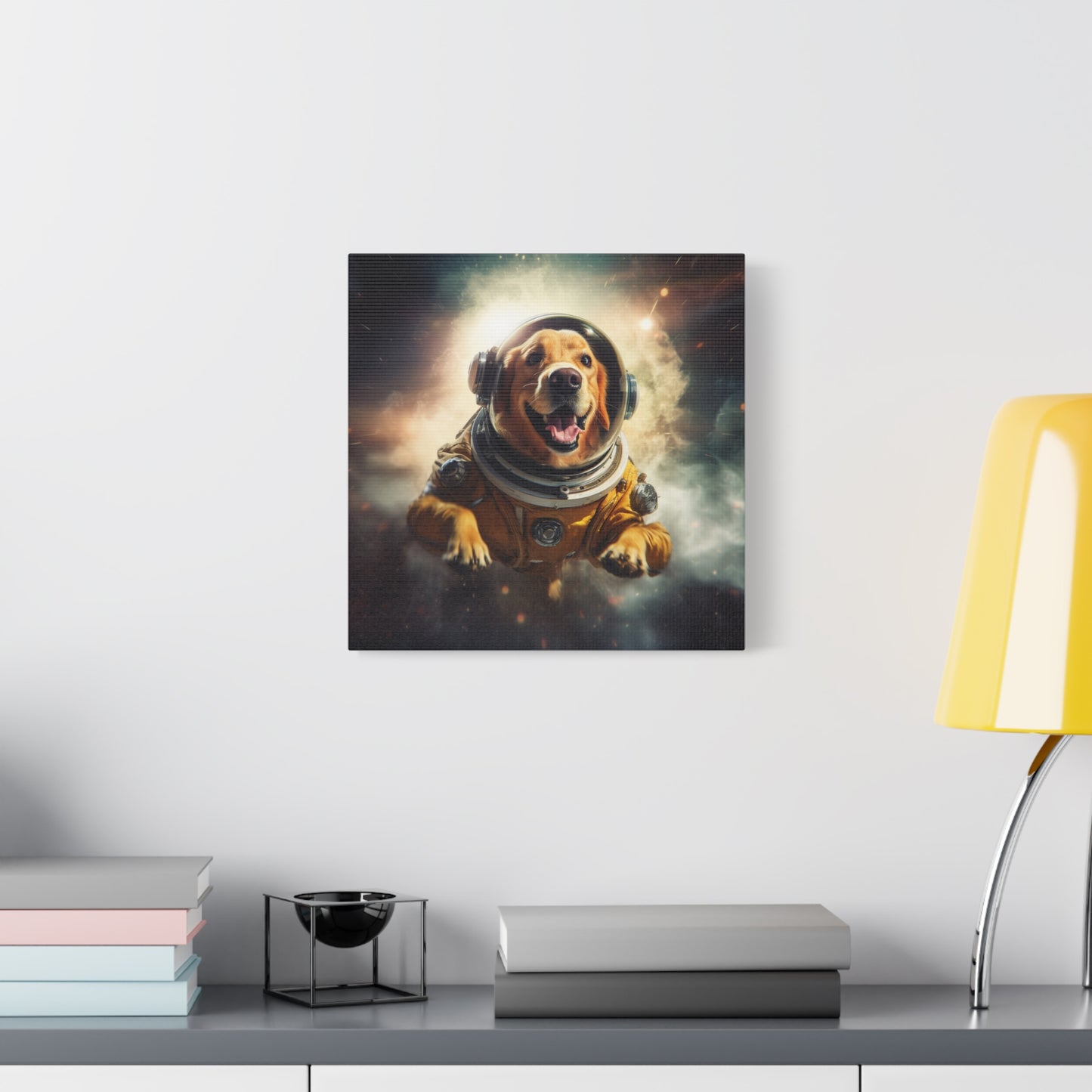 "SpacePup Art" - Framed Canvas Print Colourful Wall Art