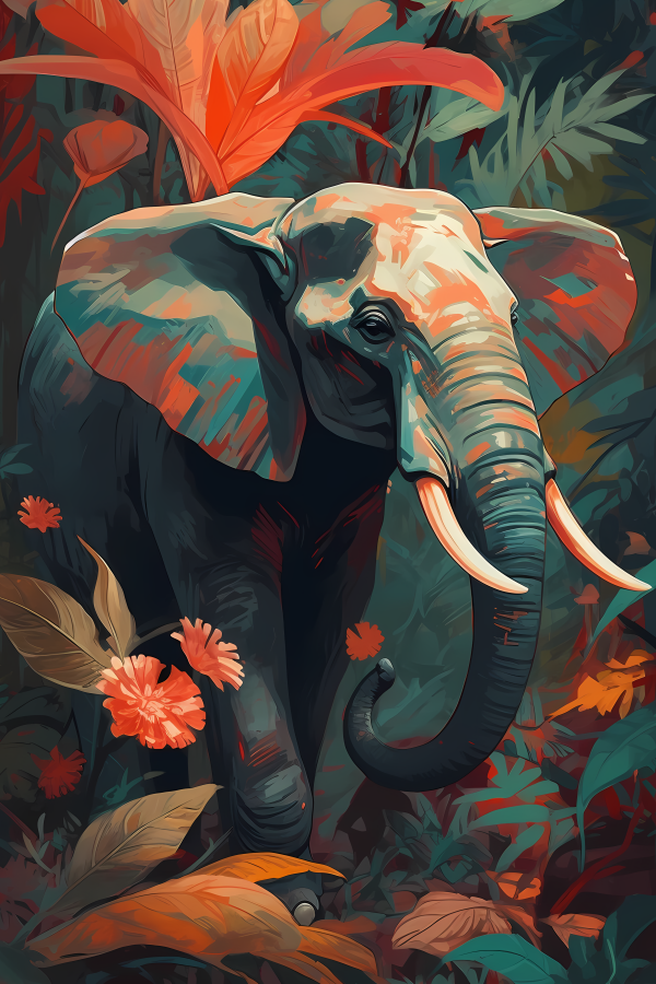 Mystical Pachyderm - Framed 120X80 Cm / Folded Canvas