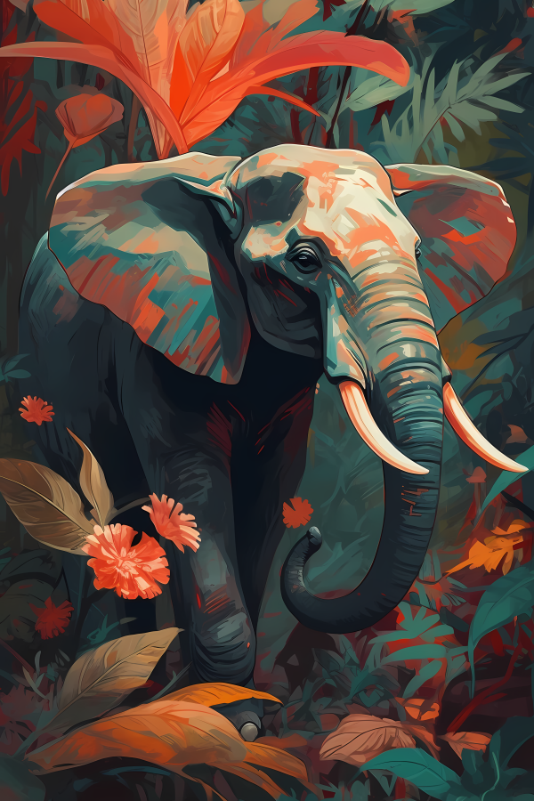 Mystical Pachyderm - Framed 75X50 Cm / Folded Canvas