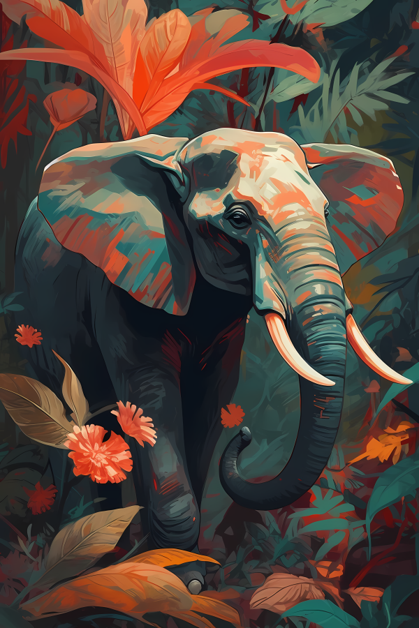 Mystical Pachyderm - Framed 90X60 Cm / Folded Canvas