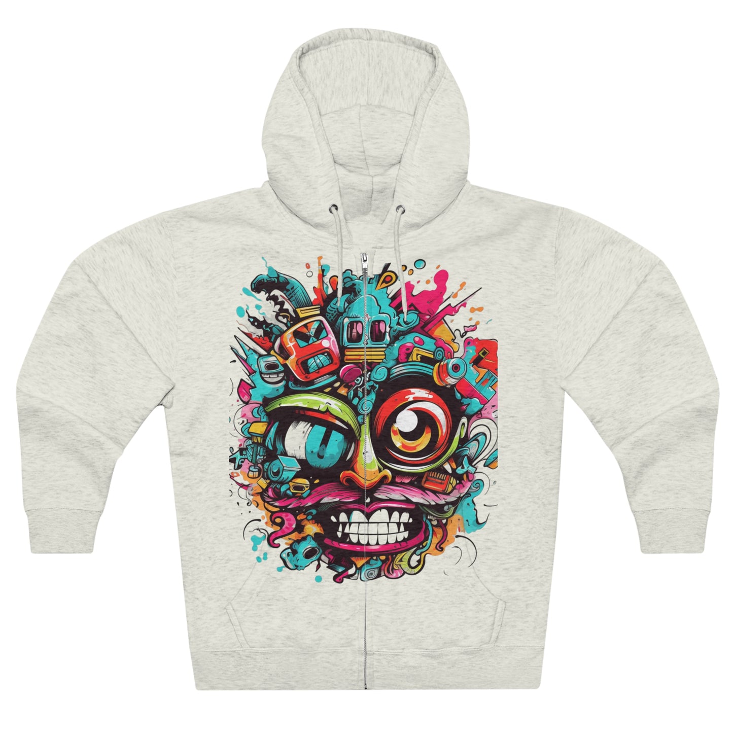 "Urban Graffiti Hoodie" - Hoodies Zip Up Long Sleeve Fleece Sweatshirts Hoodies