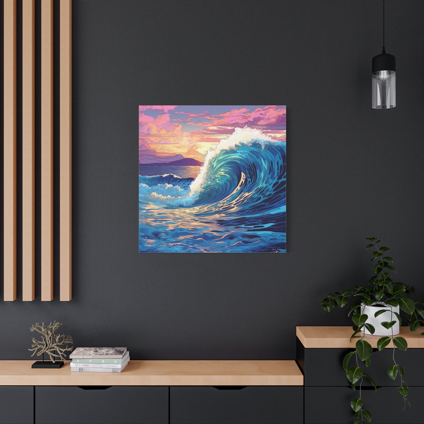 "Oceanic Swell Print" - Framed Canvas Print Colourful Wall Art