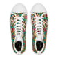 "Soleful Spirits: Celebrate Life with our Day of the Dead High-Top Sneakers! Featuring an alluring textile pattern of vibrant, decorated skulls adorned with traditional floral designs and detailed line - High Top Trainers Fashion Sneakers