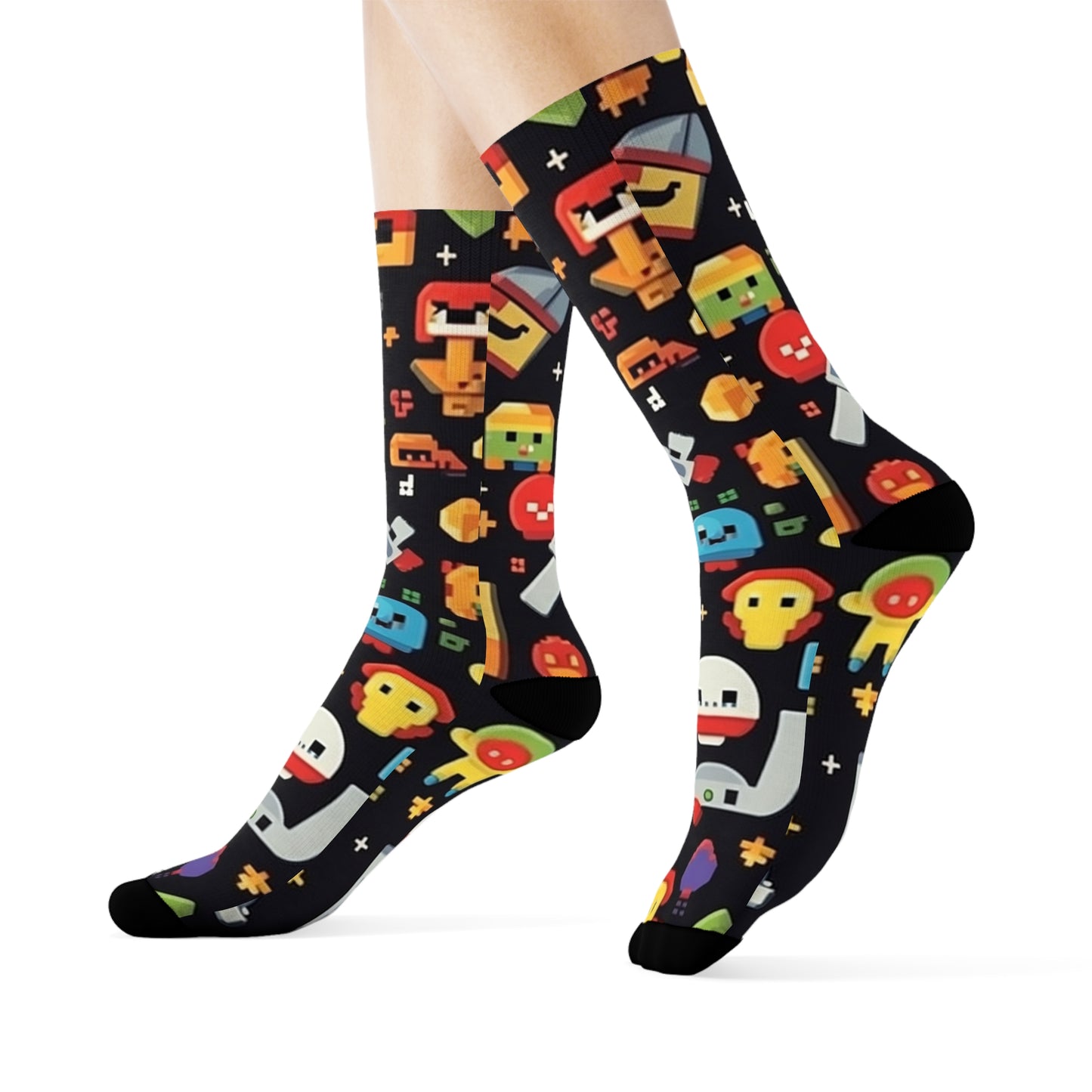 "Emoji Madness: Playful Crew Socks with Adorable Patterns!" - Men and Women Crew Socks Combed Athletic Sports Casual Classic