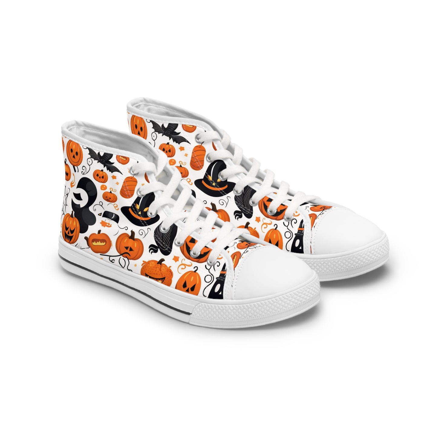 "Spooky Chic: Halloween Patterned High-Top Sneakers for the Ultimate Trick-or-Treat Look" - High Top Trainers Fashion Sneakers