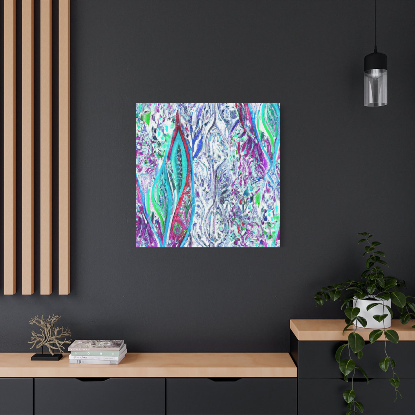 "Whimsical Winter Woods" - Framed Canvas Print Colourful Wall Art