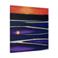 "Oceanic Geometry Sunset" - Framed Canvas Print Colourful Wall Art