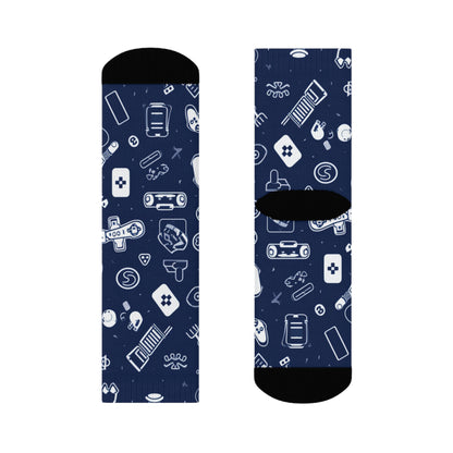 "Emoji Mania: Playful & Whimsical Crew Socks with Charming Characters and Adorable Patterns for Fun and Fashionable Feet!" - Men and Women Crew Socks Combed Athletic Sports Casual Classic