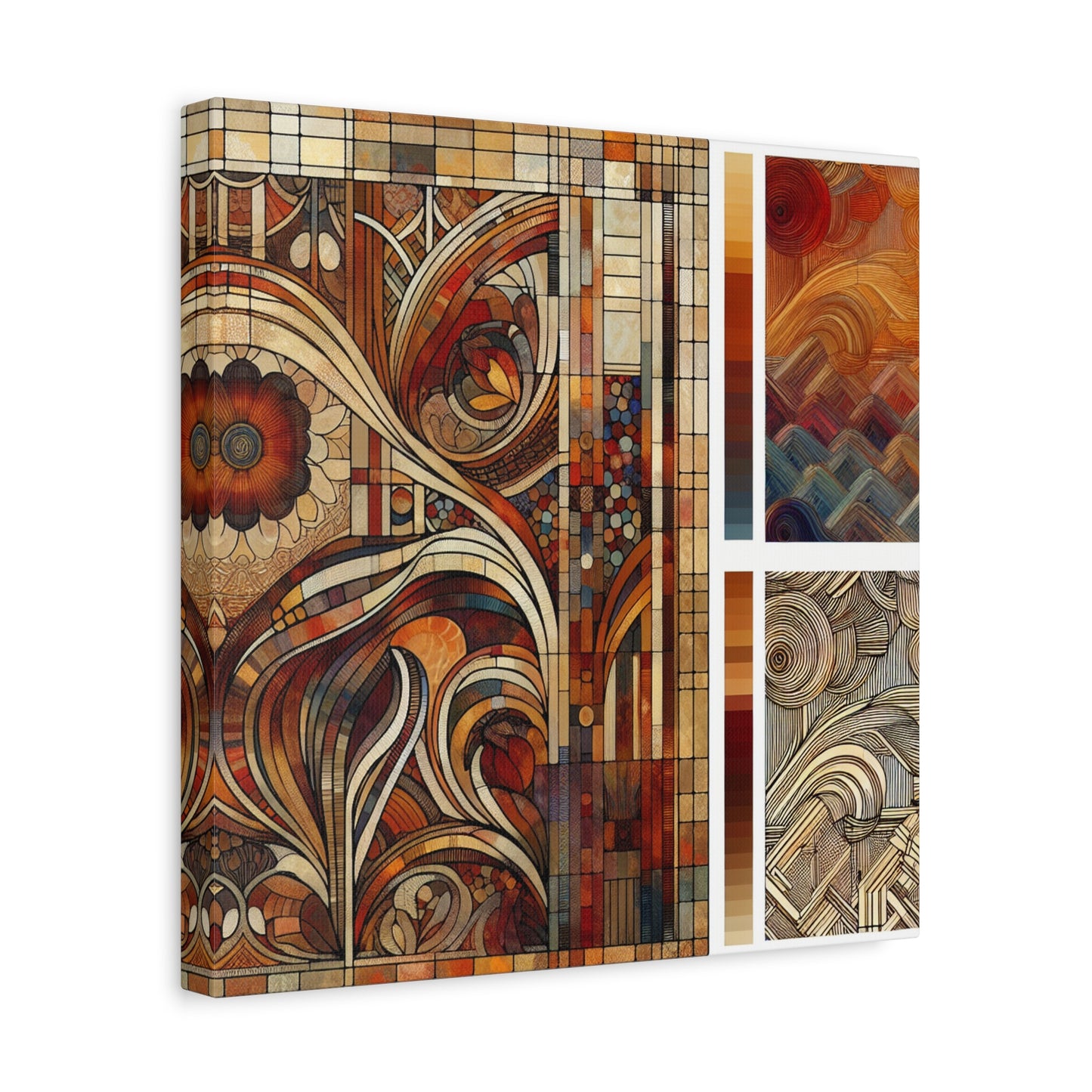 "Art Nouveau Texture Wall Print" - Framed Canvas Print Colourful Wall Art