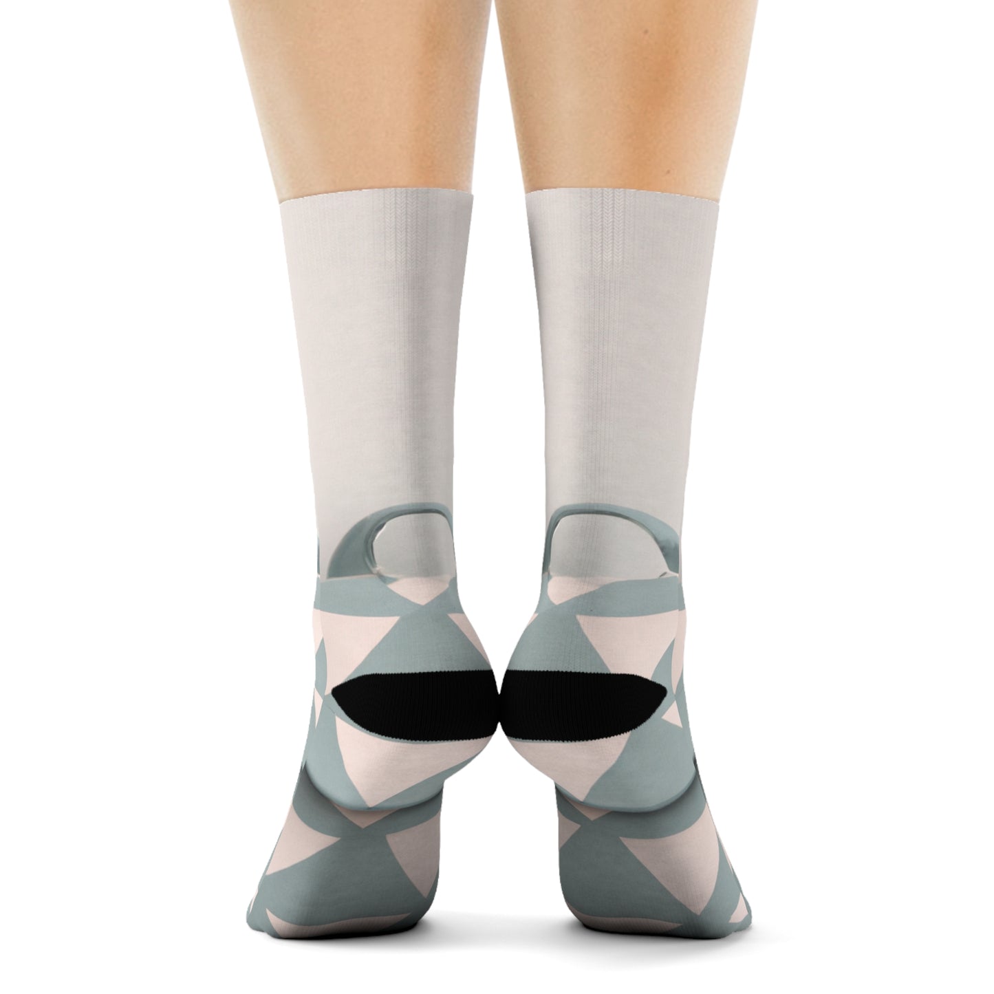 "Retro Revival: Pastel Geometric Crew Socks with a Backpack Twist!" - Men and Women Crew Socks Combed Athletic Sports Casual Classic