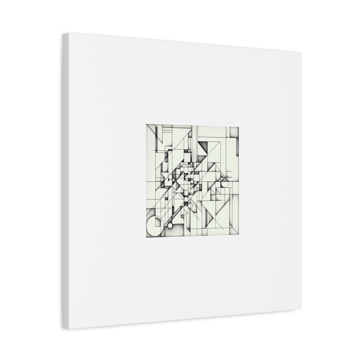 "Monochromatic Geometry" - Framed Canvas Print Colourful Wall Art