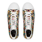 "Deadly Splendor: Day of the Dead High-Top Sneakers - Celebrate Life with Colorful Stylized Skulls and Vibrant Mexican Art Motifs" - High Top Trainers Fashion Sneakers