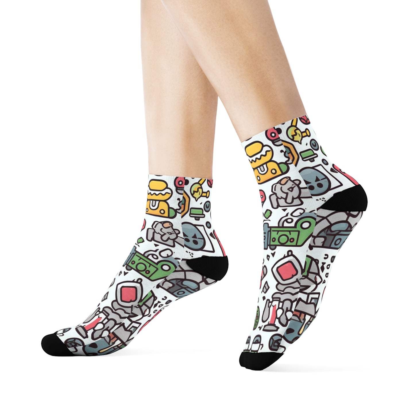 "Emojicute Crew Socks: Express Your Personality with Adorable Patterns!" - Men and Women Crew Socks Combed Athletic Sports Casual Classic