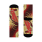 "Dragon and Phoenix Dynasty Crew Socks: A Majestic Fusion of Crimson and Gold Asian Textiles!" - Men and Women Crew Socks Combed Athletic Sports Casual Classic