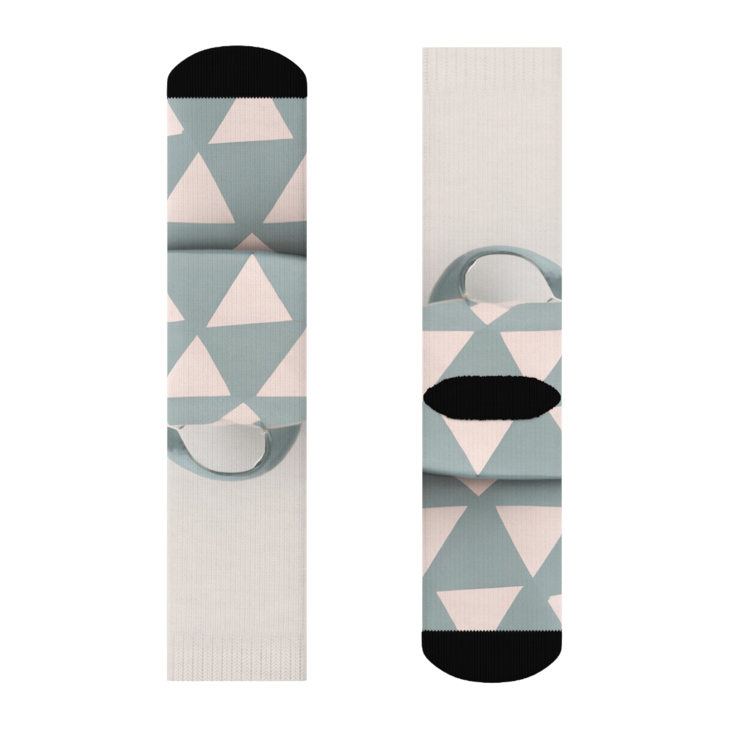 "Retro Revival: Pastel Geometric Crew Socks with a Backpack Twist!" - Men and Women Crew Socks Combed Athletic Sports Casual Classic