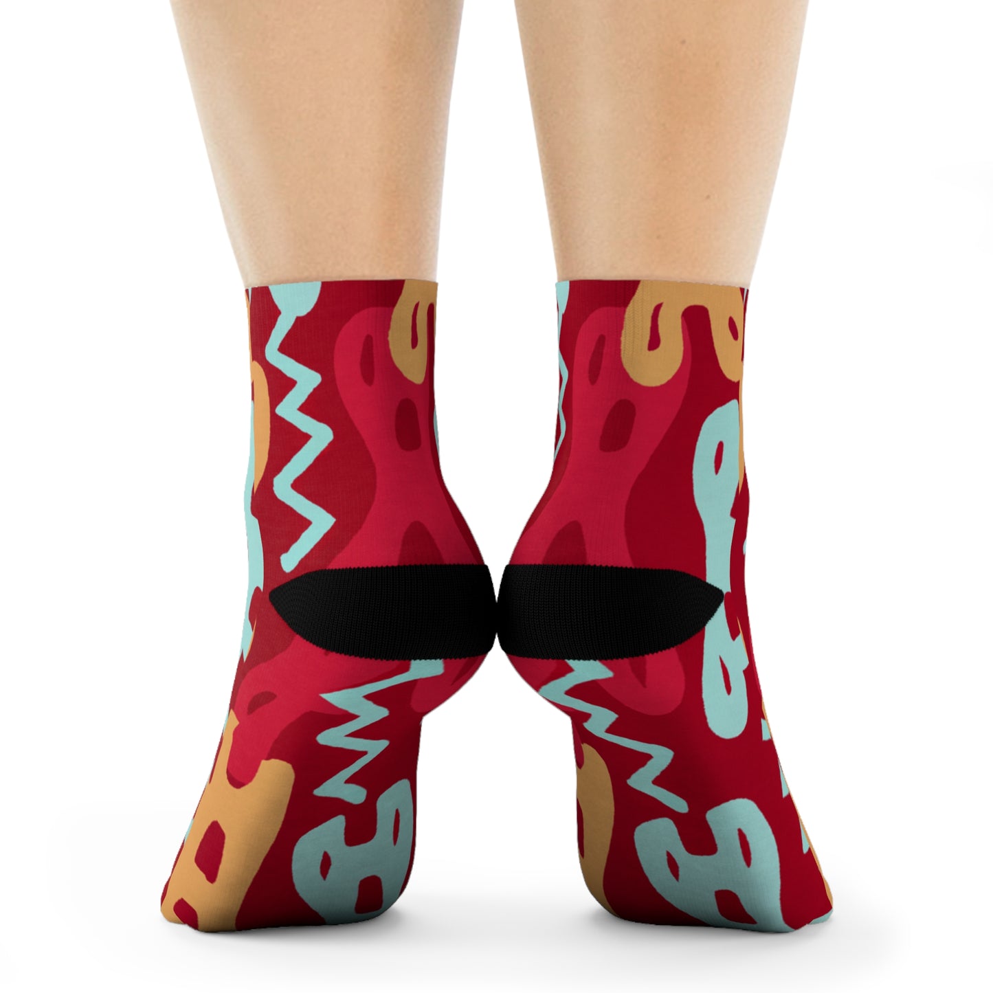 "Funky Fun Crew Socks: Revealing Haring-inspired Textile with Bold Pop Figures in Vibrant Hues!" - Men and Women Crew Socks Combed Athletic Sports Casual Classic