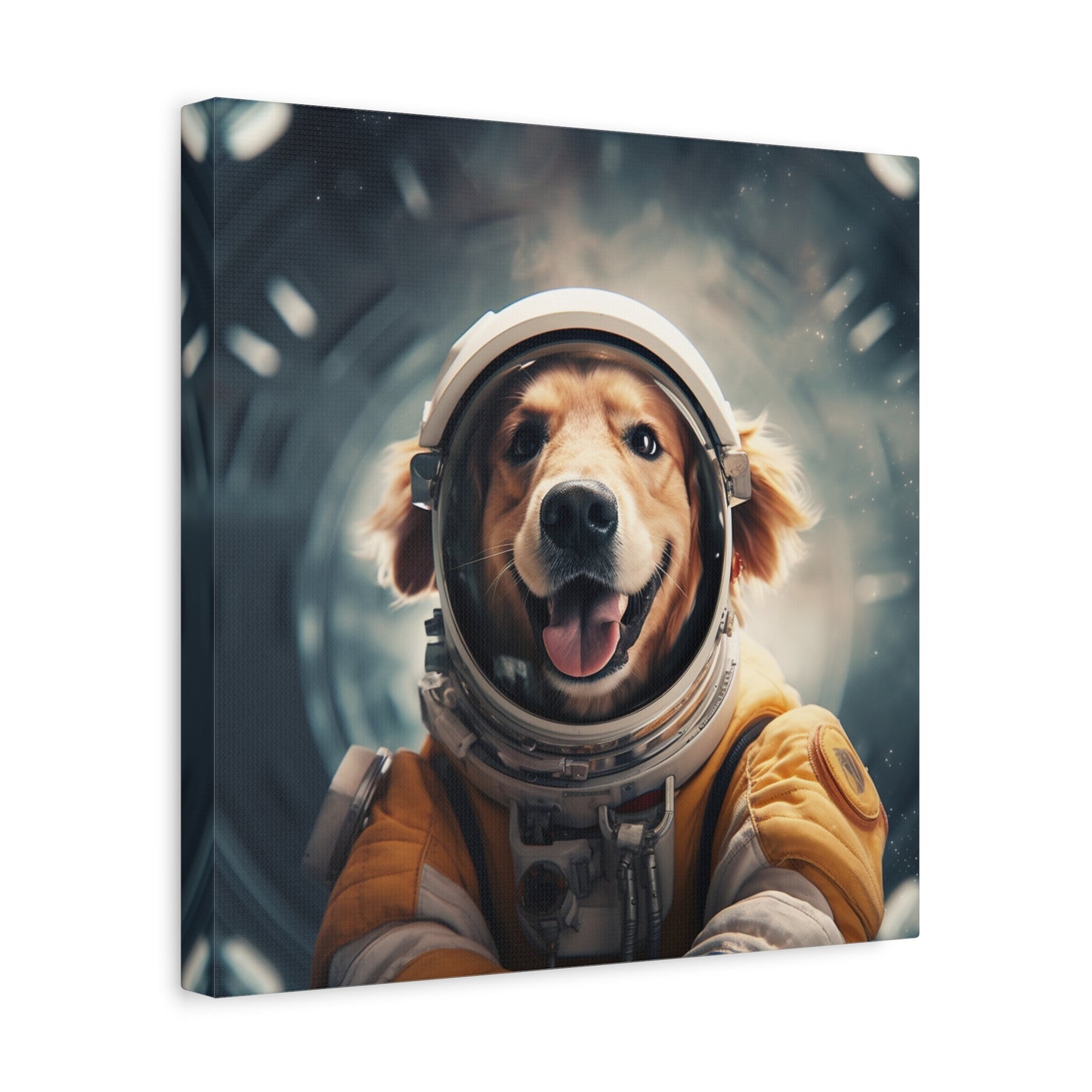 "Space Pup Print" - Framed Canvas Print Colourful Wall Art